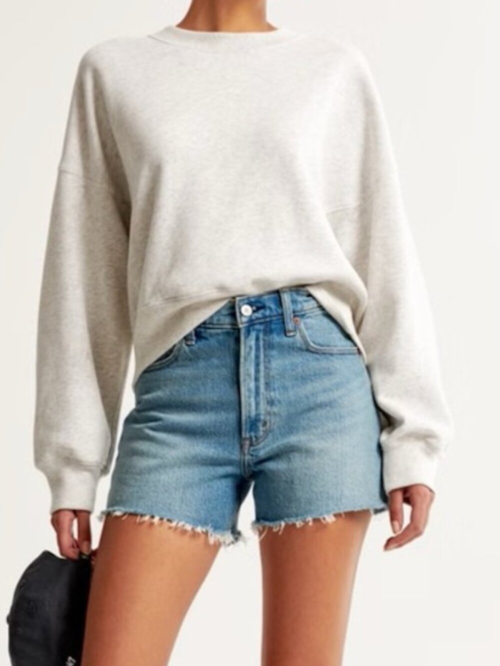 Abercrombie & Fitch Cutoff High Rise Raw Hem Curve Love Jean Short Med Blue, 27